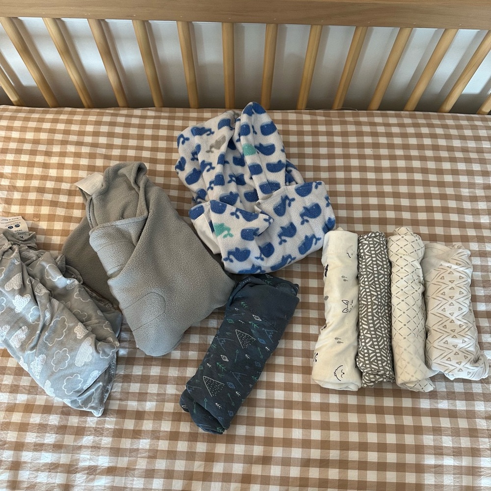 🍼 Baby Swaddle Blanket Lot – 8 Total – Mixed Styles 🍼
